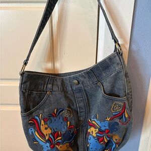 Patricia Nash Denim Shoulder Bag with Embroidery
